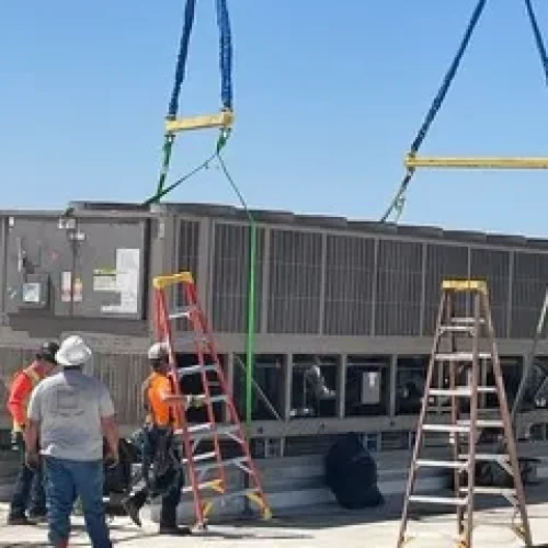 Home installing a large rooftop hvac unit commercial mechanical services 'dx ystems and specialty systems'